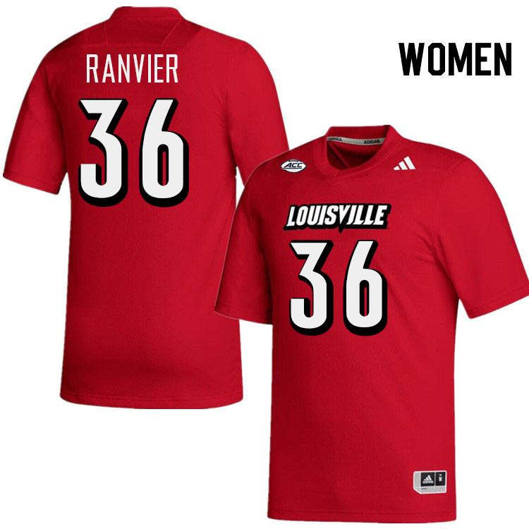 Women #36 Cooper Ranvier Louisville Cardinals College Football Jerseys Stitched-Red